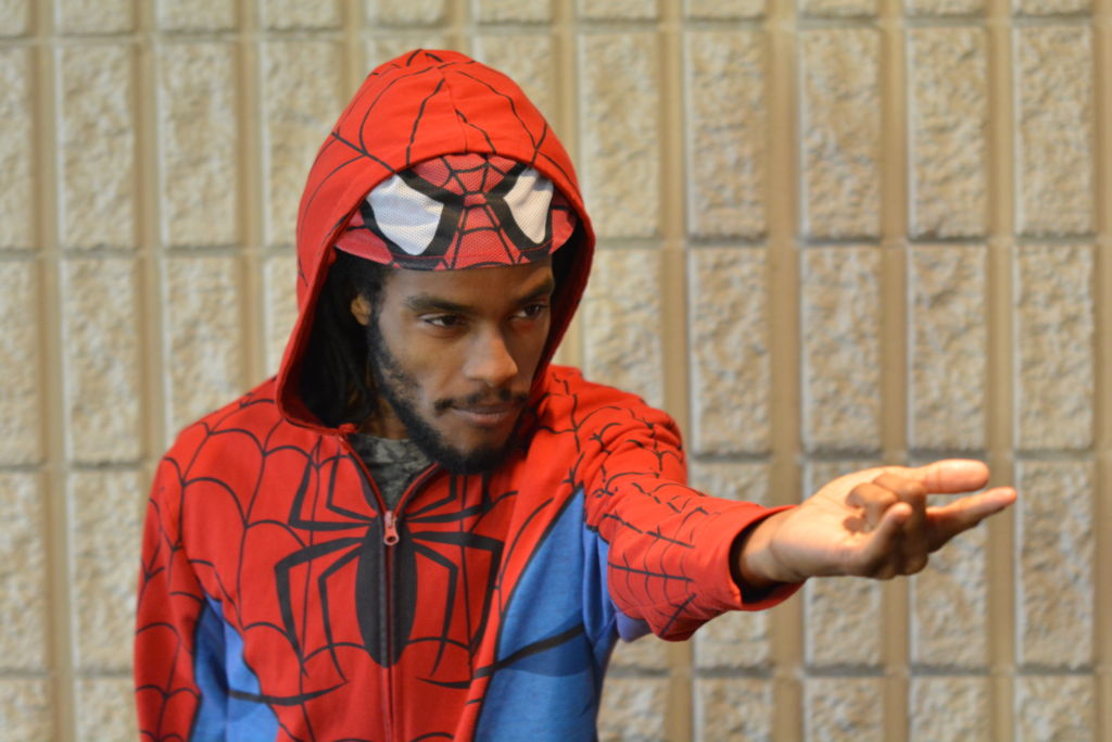 Photo of man dressed as Spiderman